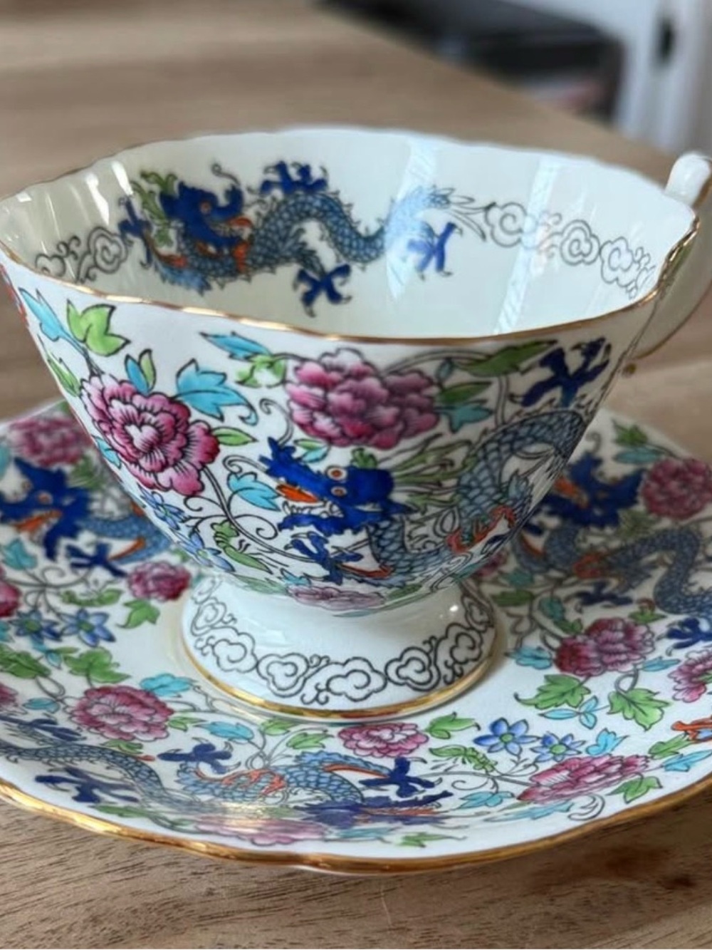RARE Hammersley & Co “Perkins” Dragon Tea Cup & Saucer Made in England